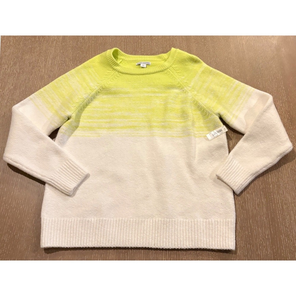 Amazon Essentials Womens Soft-Touch Crewneck Novelty Sweater Green/White XL NEW